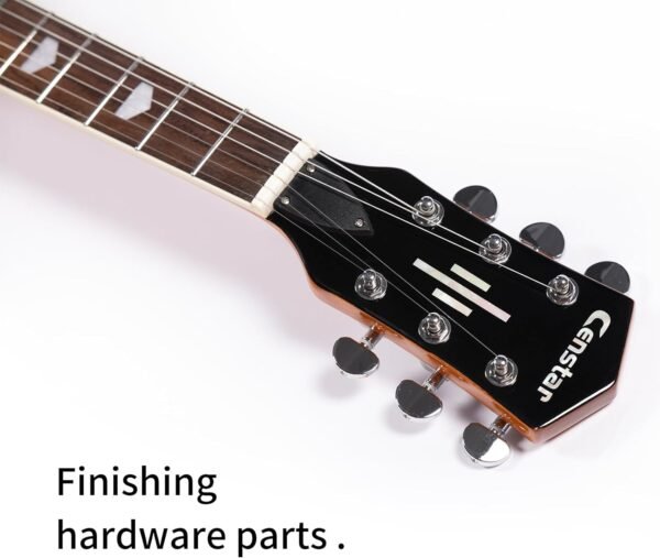 Censtar Saturn Electric Guitar Full-Size Solidbody Electric Guitar with Mahogany Body and Neck Cherry Sunburst Rosewood Fretboard Tiger Maple Veneer 6-String Electric Guitar Cherry Sunburst - Image 4