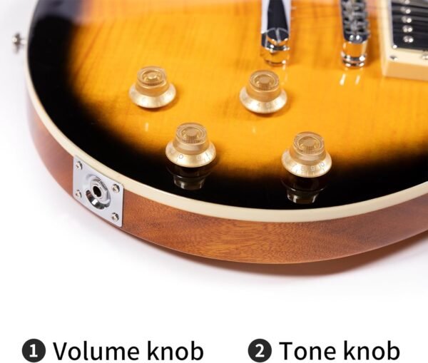 Censtar Saturn Electric Guitar Full-Size Solidbody Electric Guitar with Mahogany Body and Neck Cherry Sunburst Rosewood Fretboard Tiger Maple Veneer 6-String Electric Guitar Sunburst - Image 5
