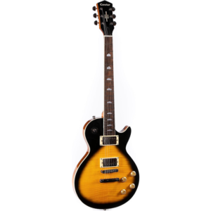 Censtar Saturn Electric Guitar Full-Size Solidbody Electric Guitar with Mahogany Body and Neck Cherry Sunburst Rosewood Fretboard Tiger Maple Veneer 6-String Electric Guitar Sunburst