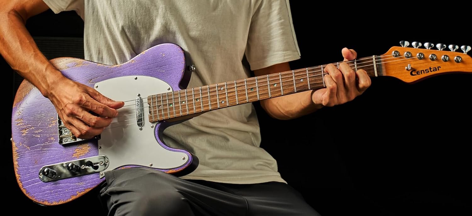 Censtar Relic Electric Guitar,ELM Body and Maple Neck,Bone Nut,6-String Relic Guitar,Professional/Full Size/Electric Guitars for Adults - Image 4