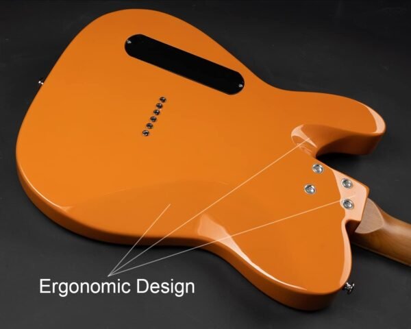 Censtar Electric Guitar, Solid Electric Guitar Kit Consists of a Roasted Mahogany Body and Maple Neck,Professional/Full Size Mercury Electric Guitar for Adults TL-Orange - Image 10
