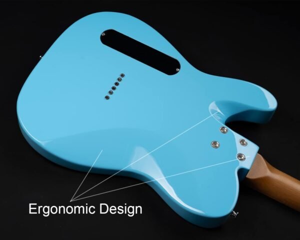 Censtar Electric Guitar, Solid Electric Guitar Kit Consists of a Roasted Mahogany Body and Maple Neck,Professional/Full Size Mercury Electric Guitar for Adults TL-Sky blue - Image 3