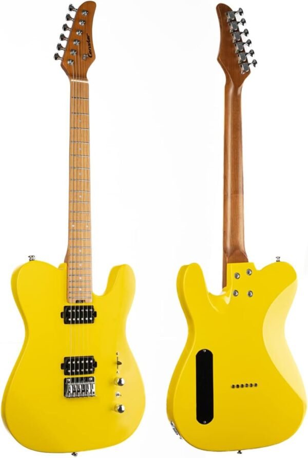 Censtar Electric Guitar, Solid Electric Guitar Kit Consists of a Roasted Mahogany Body and Maple Neck,Professional/Full Size Mercury Electric Guitar for Adults TL-Lemon yellow - Image 9