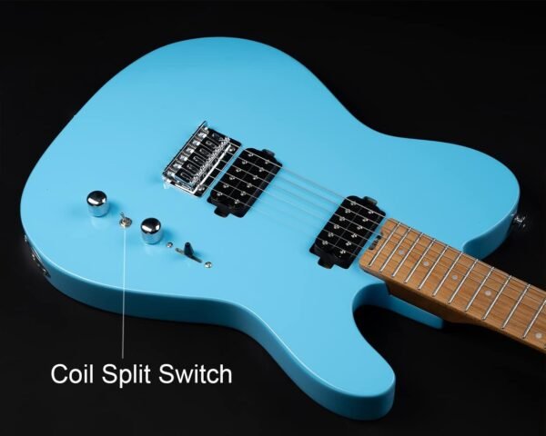 Censtar Electric Guitar, Solid Electric Guitar Kit Consists of a Roasted Mahogany Body and Maple Neck,Professional/Full Size Mercury Electric Guitar for Adults TL-Sky blue - Image 10