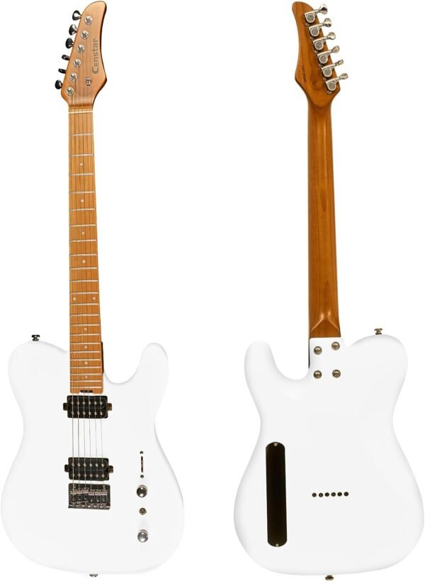 Censtar Electric Guitar, Solid Electric Guitar Kit Consists of a Roasted Mahogany Body and Maple Neck,Professional/Full Size Mercury Electric Guitar for Adults TL-White - Image 5