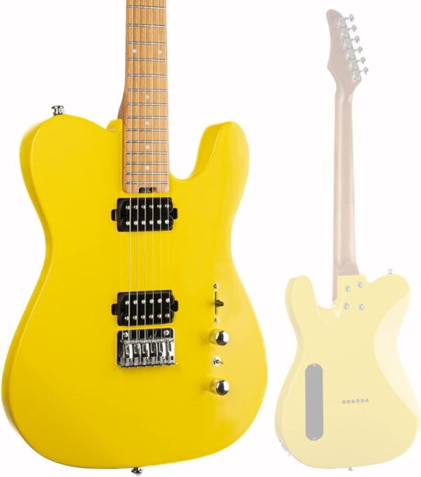 Censtar Electric Guitar, Solid Electric Guitar Kit Consists of a Roasted Mahogany Body and Maple Neck,Professional/Full Size Mercury Electric Guitar for Adults TL-Lemon yellow - Image 2