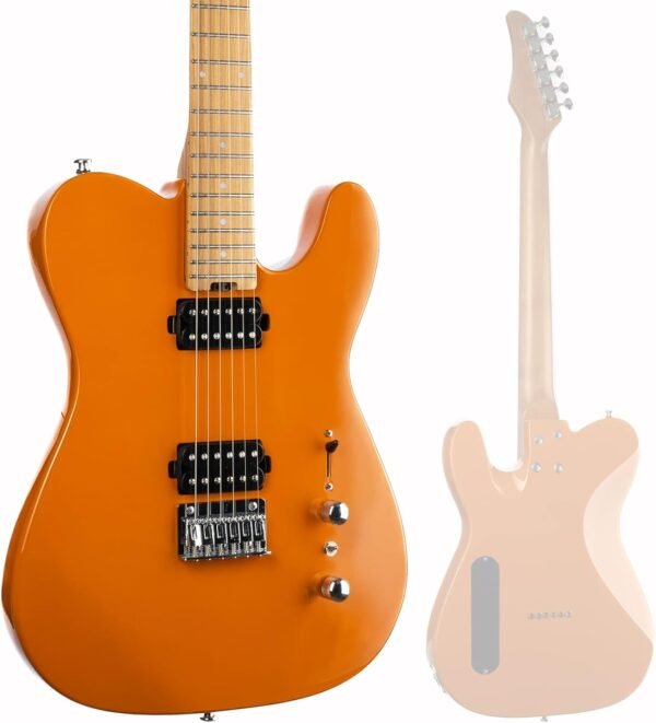 Censtar Electric Guitar, Solid Electric Guitar Kit Consists of a Roasted Mahogany Body and Maple Neck,Professional/Full Size Mercury Electric Guitar for Adults TL-Orange - Image 2