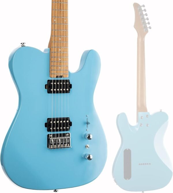 Censtar Electric Guitar, Solid Electric Guitar Kit Consists of a Roasted Mahogany Body and Maple Neck,Professional/Full Size Mercury Electric Guitar for Adults TL-Sky blue - Image 2