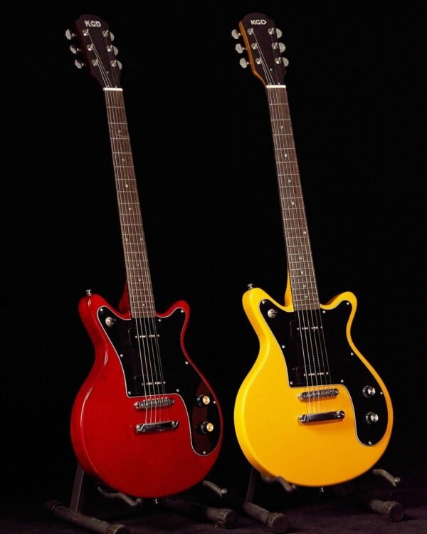 KGD Electric Guitar with 6 String, Solid Body Electric Guitar, P90 Pickups, Bone nut, Right Handed, 22 Frets, Rosewood Fretboard, Mahogany Body(Yellow) - Image 2