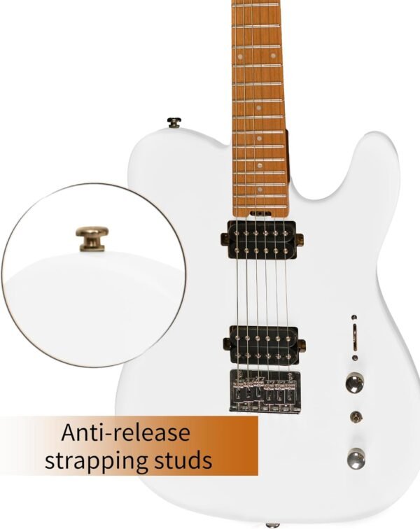 Censtar Electric Guitar, Solid Electric Guitar Kit Consists of a Roasted Mahogany Body and Maple Neck,Professional/Full Size Mercury Electric Guitar for Adults TL-White - Image 4