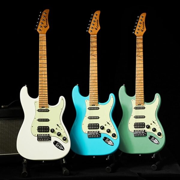Censtar Electric Guitar,Coil Split H-S-S Pickups 6-string guitarra electrica,Roasted Mahogany Body and Maple Neck,Venus Solid Body Electric Guitars for Adults,for Professional/Full Size-ST-Green - Image 3
