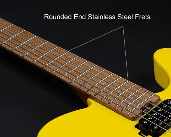 Censtar Electric Guitar, Solid Electric Guitar Kit Consists of a Roasted Mahogany Body and Maple Neck,Professional/Full Size Mercury Electric Guitar for Adults TL-Lemon yellow - Image 4