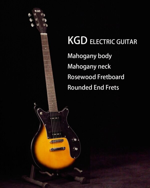 KGD Electric Guitar with 6 String, Solid Body Electric Guitar, P90 Pickups, Bone nut, Right Handed, 22 Frets, Rosewood Fretboard, Mahogany Body  (2-Color Sunburst) - Image 2