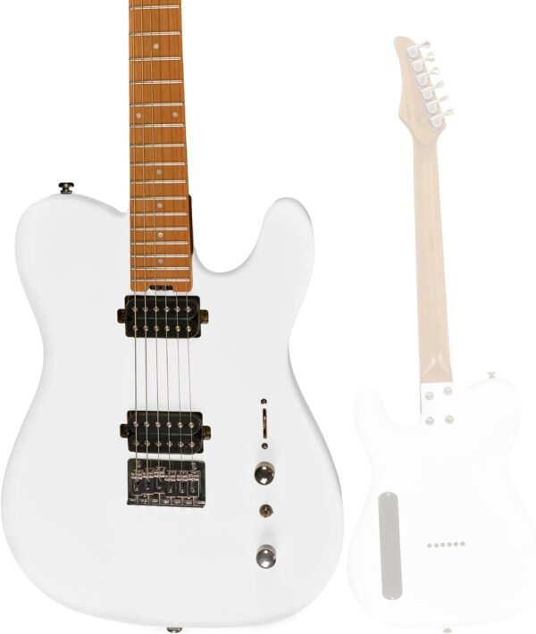 Censtar Electric Guitar, Solid Electric Guitar Kit Consists of a Roasted Mahogany Body and Maple Neck,Professional/Full Size Mercury Electric Guitar for Adults TL-White - Image 2