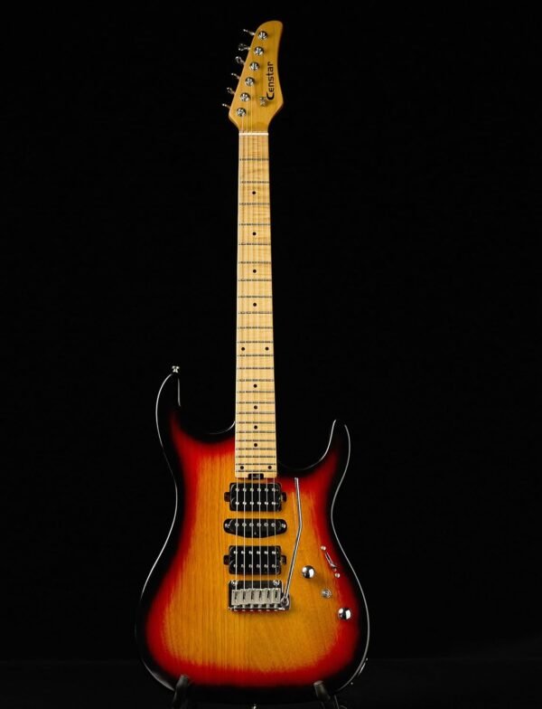 Censtar Electric Guitars with Roasted Mahogany Body and Maple Neck,Bone Nut,Coil Split Humbuckers Pickups,24 Frets,Solid Body Mars Electric Guitar for Professional/Adult ST-Sunbrust - Image 4