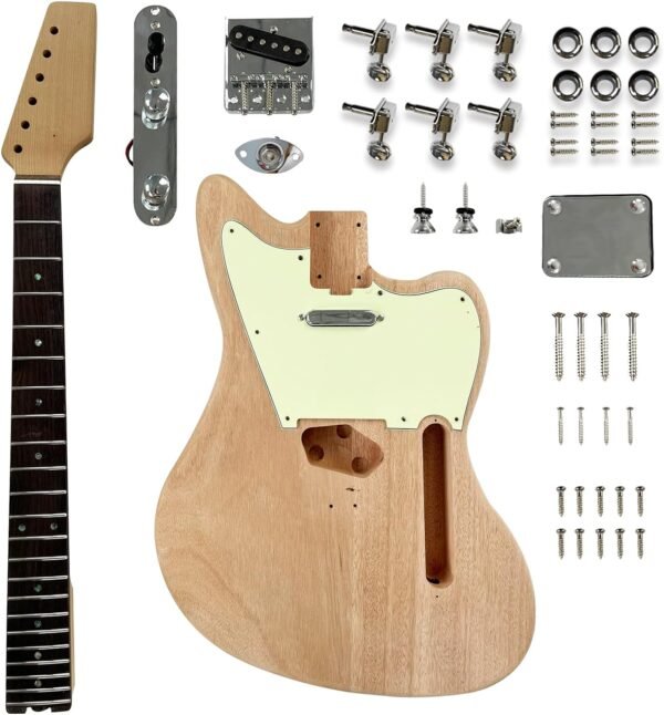 Censtar DIY Electric Guitar Kit,Mahogany Body and Neck,Rosewood Fretboard,Unfinished Uncut DIY Guitar Kit,Guitar Kits Build Your Own,Electric Guitars for Adults - Image 4