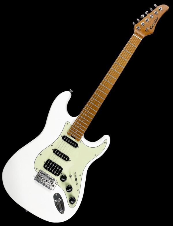 Censtar Electric Guitar,Coil Split H-S-S Pickups 6-string guitarra electrica,Roasted Mahogany Body and Maple Neck,Venus Solid Body Electric Guitars for Adults,for Professional/Full Size-ST-White - Image 2