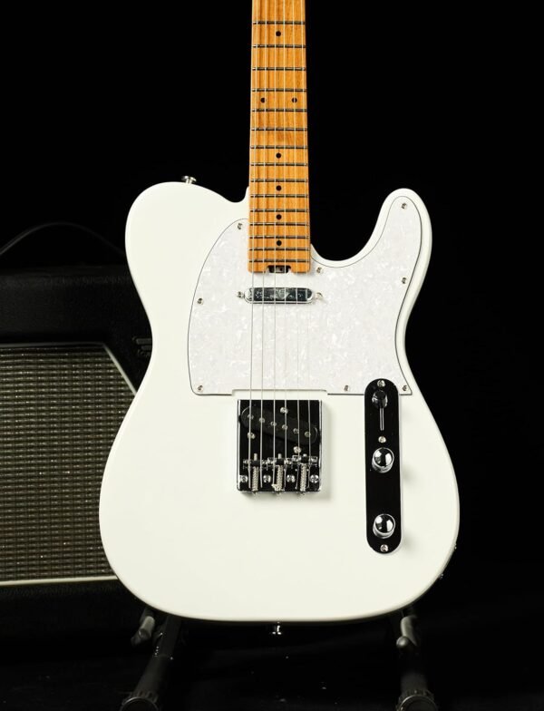 Censtar Electric Guitar, Solid Electric Guitar Kit Consists of a Roasted Mahogany Body and Maple Neck,Professional/Full Size Mercury Electric Guitar for Adults Pickguard-White - Image 4