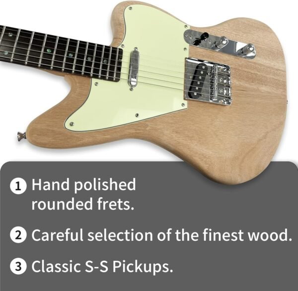 Censtar DIY Electric Guitar Kit,Mahogany Body and Neck,Rosewood Fretboard,Unfinished Uncut DIY Guitar Kit,Guitar Kits Build Your Own,Electric Guitars for Adults - Image 3