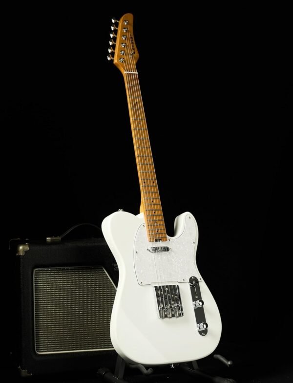 Censtar Electric Guitar, Solid Electric Guitar Kit Consists of a Roasted Mahogany Body and Maple Neck,Professional/Full Size Mercury Electric Guitar for Adults Pickguard-White - Image 5