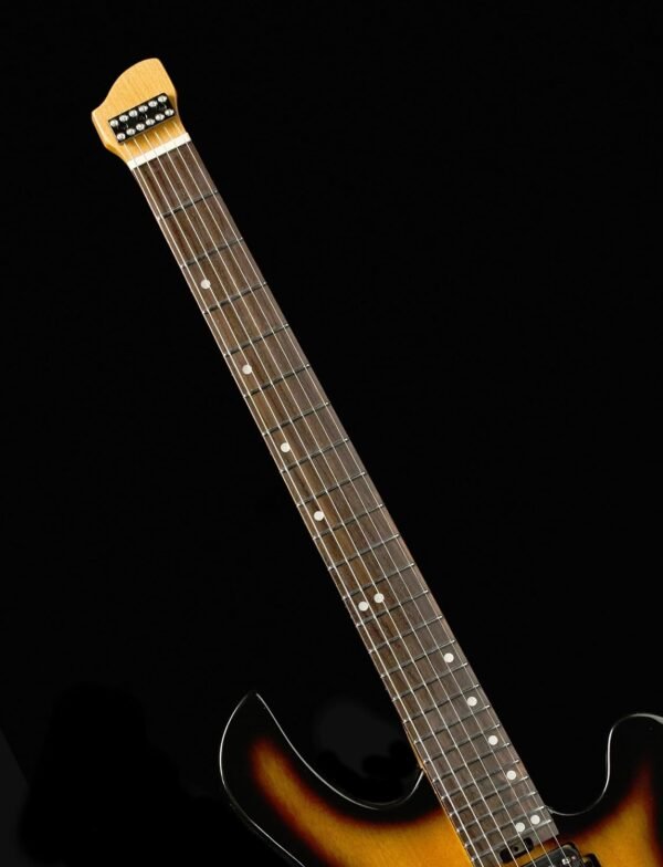 Censtar Headless Guitar,6 String Solid Body Travel Guitar,Roasted Maple Neck and Mahogany Body Stainless Steel Frets Guitar,24 Frets Electric Guitar Sunburst - Image 6