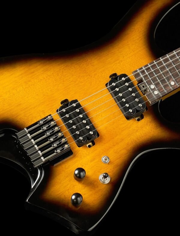 Censtar Headless Guitar,6 String Solid Body Travel Guitar,Roasted Maple Neck and Mahogany Body Stainless Steel Frets Guitar,24 Frets Electric Guitar Sunburst - Image 8