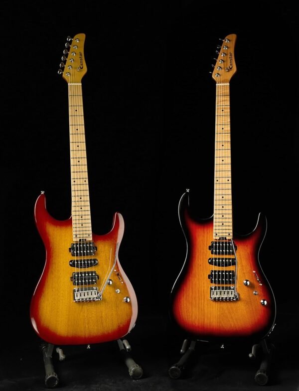 Censtar Electric Guitars with Roasted Mahogany Body and Maple Neck,Bone Nut,Coil Split Humbuckers Pickups,24 Frets,Solid Body Mars Electric Guitar for Professional/Adult ST-Caramel - Image 7