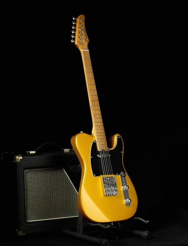 Censtar Electric Guitar, Solid Electric Guitar Kit Consists of a Roasted Mahogany Body and Maple Neck,Professional/Full Size Mercury Electric Guitar for Adults Pickguard-Gold - Image 5