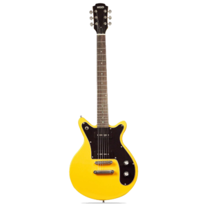 KGD Electric Guitar with 6 String, Solid Body Electric Guitar, P90 Pickups, Bone nut, Right Handed, 22 Frets, Rosewood Fretboard, Mahogany Body(Yellow)
