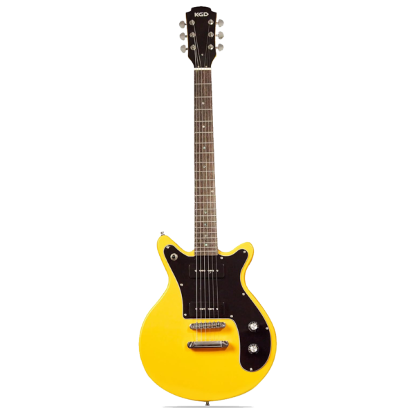 KGD Electric Guitar with 6 String, Solid Body Electric Guitar, P90 Pickups, Bone nut, Right Handed, 22 Frets, Rosewood Fretboard, Mahogany Body(Yellow)