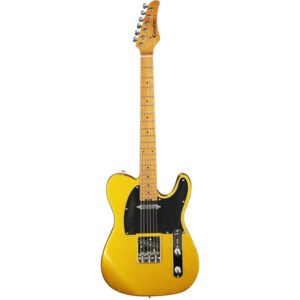 Censtar Electric Guitar, Solid Electric Guitar Kit Consists of a Roasted Mahogany Body and Maple Neck,Professional/Full Size Mercury Electric Guitar for Adults Pickguard-Gold