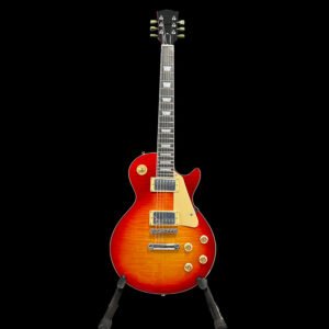 NO LOGO Cherry Sunburst Flame Maple Top LP Style Electric Guitar, Gold Hardware