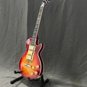 Vintage Sunburst LP Inspired Electric Guitar, Triple Pickup & Lightning Inlays