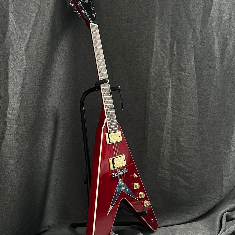 No Logo Red Flying V Shape Electric Guitar, Solid Mahogany Body Gold Hardware HH Pickups Professional Musical Instrument - Image 2