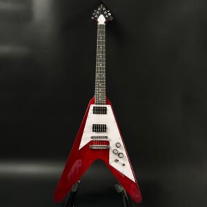 Gloss Red Flying V Electric Guitar, Solid Mahogany Body, Chrome Hardware, Dual HH Humbucker Pickups 6 String Heavy Metal Rock Guitar