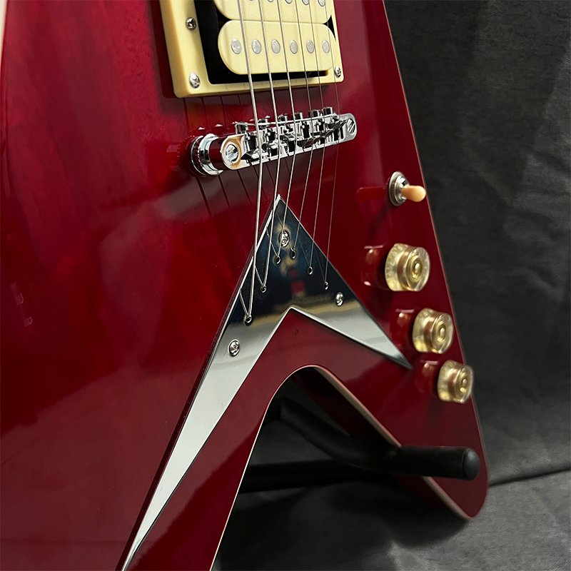No Logo Red Flying V Shape Electric Guitar, Solid Mahogany Body Gold Hardware HH Pickups Professional Musical Instrument - Image 5