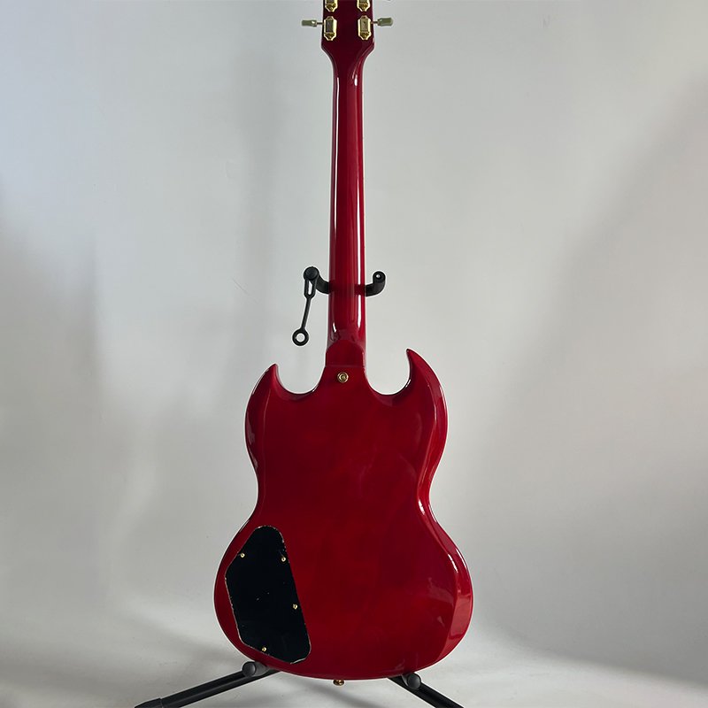 Transparent Red SG Style Electric Guitar, 3 Humbucker Pickups, Gold Hardware, Mahogany Body - Image 7