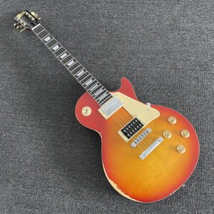 Cherry Sunburst Les Paul Style Electric Guitar, Flame Maple Top, Relic Finish